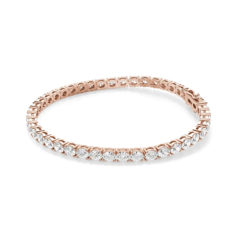 4 Prong Owalna Tenisowa Bransoletka s Laboratoryjnym Diamentem 8,00 krt z 14K (585) różowego złota