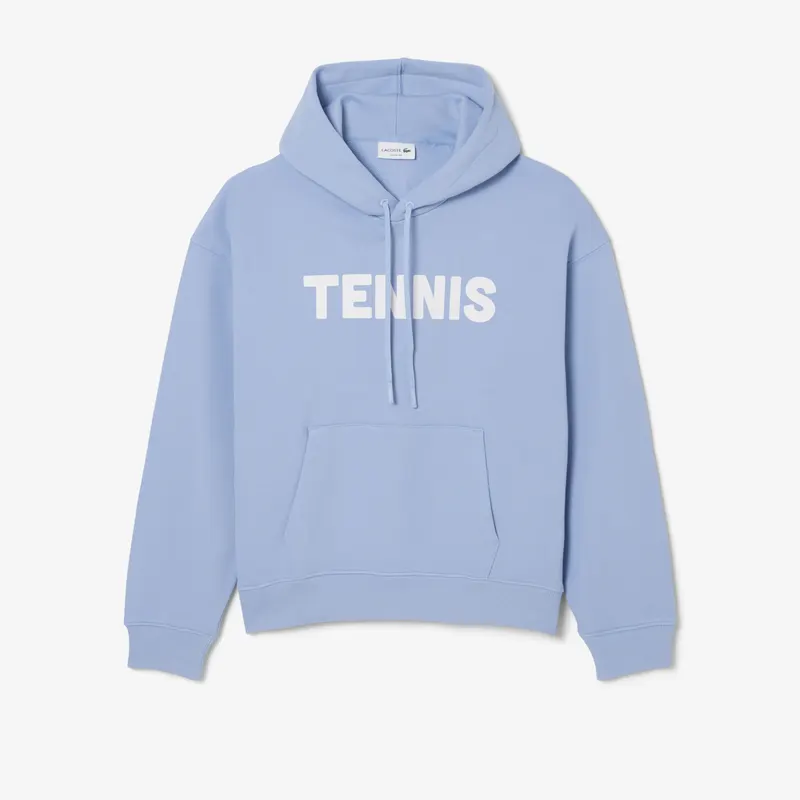 Lacoste Bluza Z Kapturem Z Nadrukiem Tenisowym Męskie Niebieski