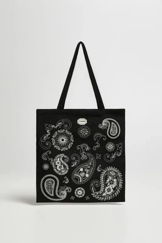Torba shopper z nadrukiem czarna