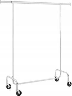 Wieszak Na Ubrania Drążek 150 CM Regulowany Obciążenie 130 Kg Srebrny Chrom