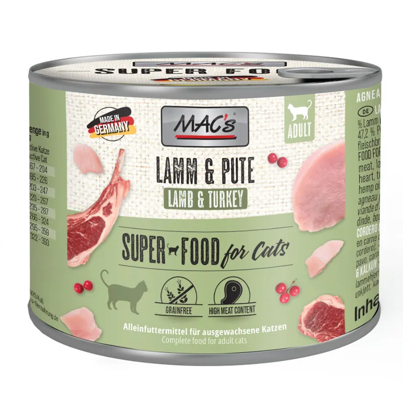 MAC´s Cat karma dla kota, 6 x 200 g - Jagnięcina i indyk