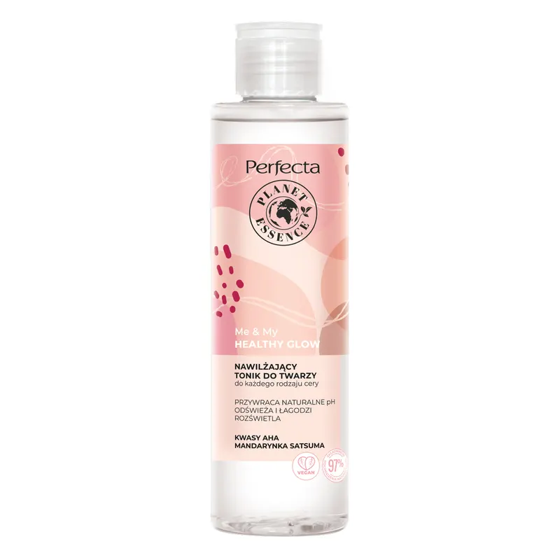 Perfecta Me & My Healthy Glow nawilżający tonik do twarzy z kwasami AHA, mandarynką Satsuma, gliceryną i biotyną 200 ml