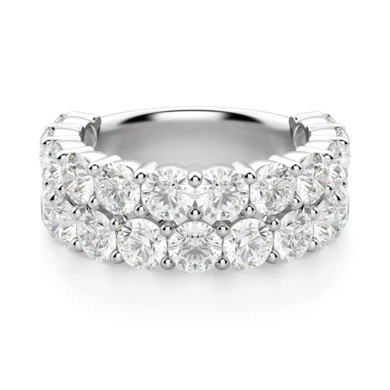 Obrączka Ślubna Half Eternity Pave z Okrągłymi Kamieniami 3.50 mm Laboratoryjny Diament 585 Białe Złoto (14K)