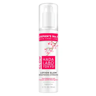Hada Labo Tokyo Glow Skin rozświetlająco-nawilżający lotion do twarzy z Nano kwasem hialuronowym, kwasem traneksamowym i ekstraktem Hatomugi 150 ml