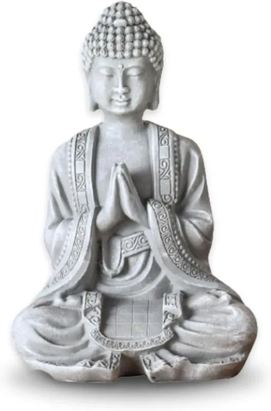 Szara statuetka Buddy do medytacji 12 cm figurka zen feng shui