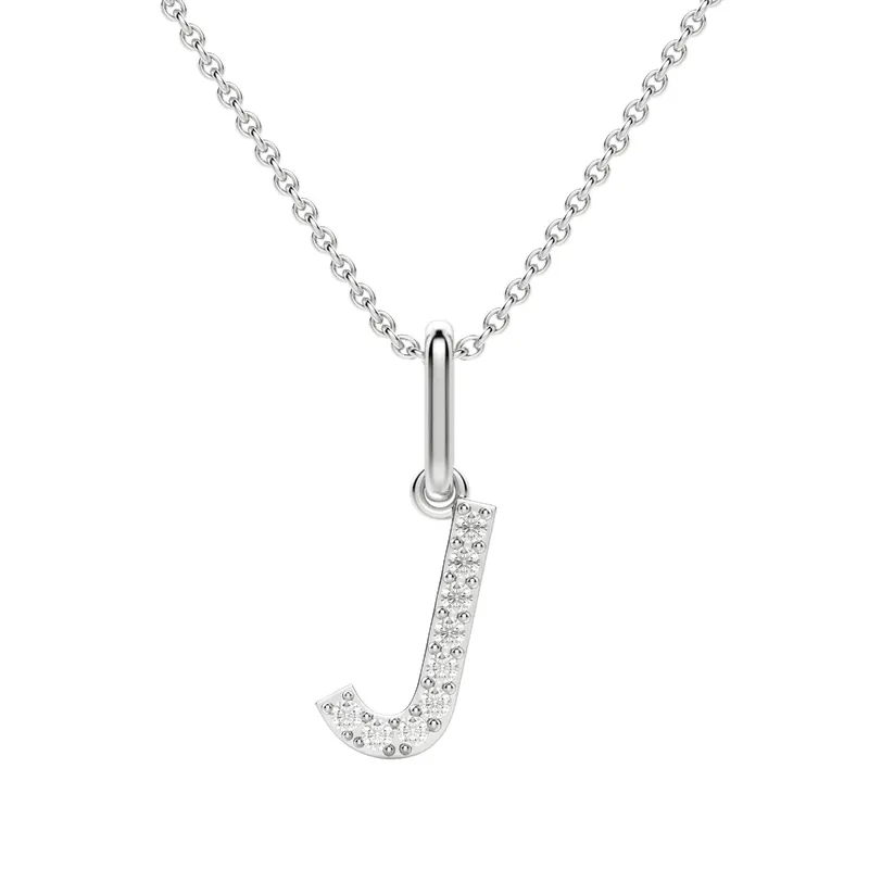 Wisiorek Litera "J" Laboratoryjny Diament 585 Białe Złoto (14K)