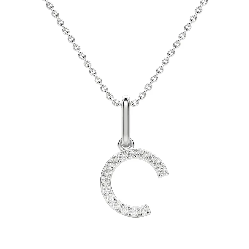 Wisiorek Litera "C" Laboratoryjny Diament 585 Białe Złoto (14K)