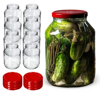 Szklany słój Albi 2,5L 100 mm + wieczko czerwone 8szt