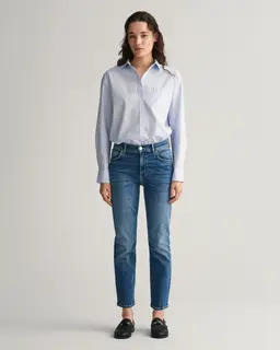 Gant Spodnie Jeansowe Damskie Slim Fit Niebieskie