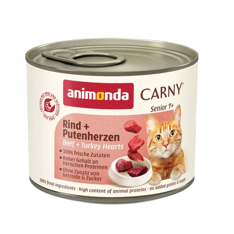 animonda Carny Senior, 6 x 200 g - Wołowina z sercami indyczymi