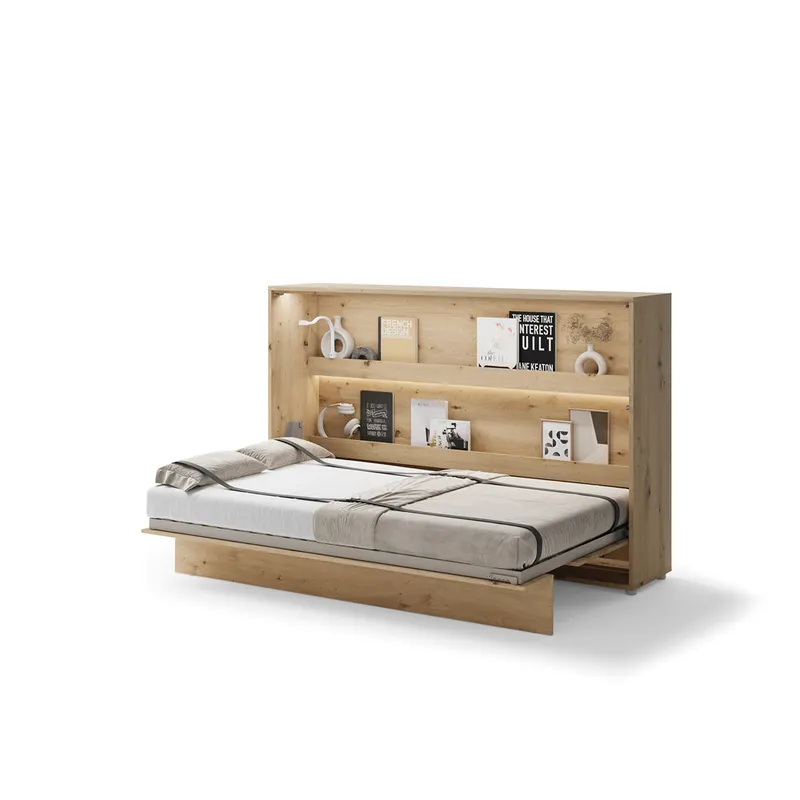 Półkotapczan poziomy BC-05 Bed Concept | 120x200 cm | Dąb Artisan | składany | funkcjonalny | oszczędność przestrzeni