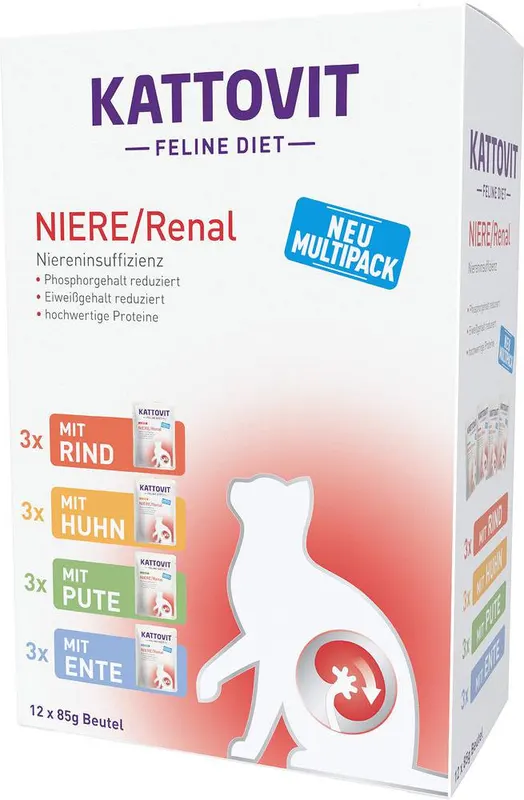 KATTOVIT Feline Diet Niere/Renal Box - mokra karma dla kota - 12x85 g