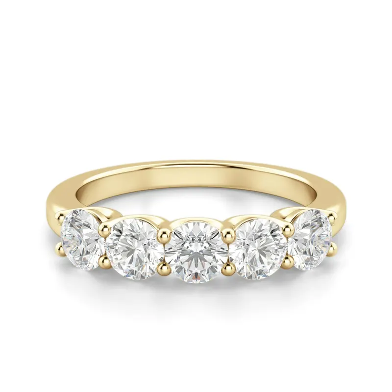 Obrączka Ślubna Anniversary 5 Kamieni Laboratoryjny Diament 585 Żółte Złoto (14K)