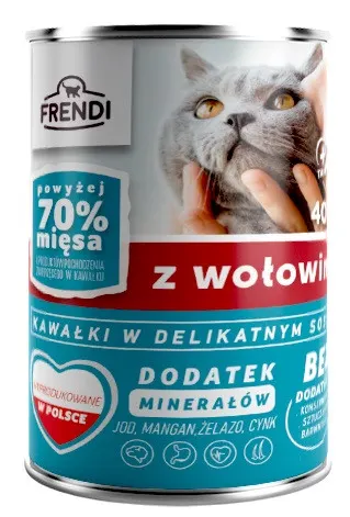 FRENDI z Wołowiną kawałki w delikatnym sosie - mokra karma dla kota - 400 g