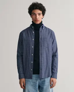 Gant Bawełniana Koszula Męska W Kratkę Z Długim Rękawem Regular Fit