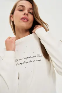 Bluza z napisem ecru
