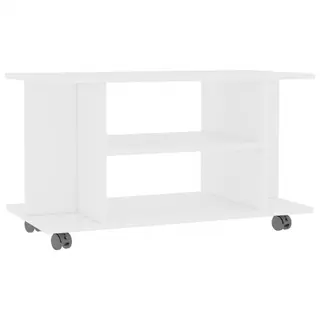 Szafka pod TV z kółkami, biała, 80x40x40 cm, płyta wiórowa