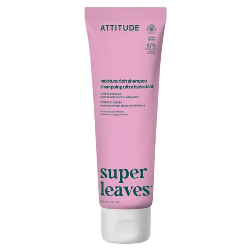 Attitude SUPER LEAVES, Nawilżający szampon do włosów, z komosą ryżową i olejem jojoba, 240 ml