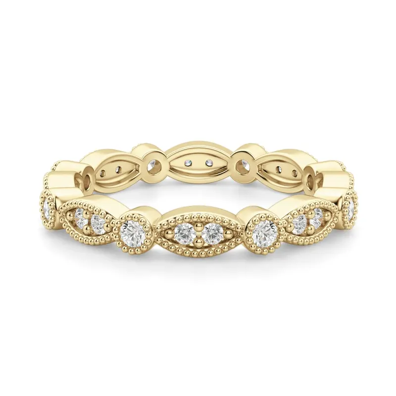 Obrączka Ślubna Eternity Dot and Marquise Naturalny Diament 585 Żółte Złoto (14K)