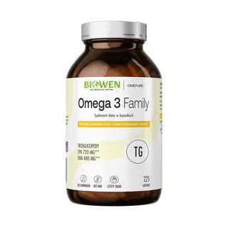 BIOWEN Omega 3 TG Family 720mg EPA, 480mg DHA – suplement diety dla ludzi – 225 kapsułek