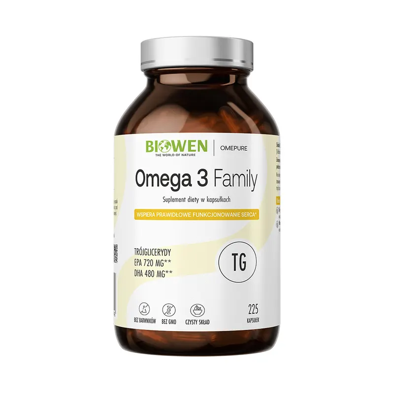 BIOWEN Omega 3 TG Family 720mg EPA, 480mg DHA – suplement diety dla ludzi – 225 kapsułek