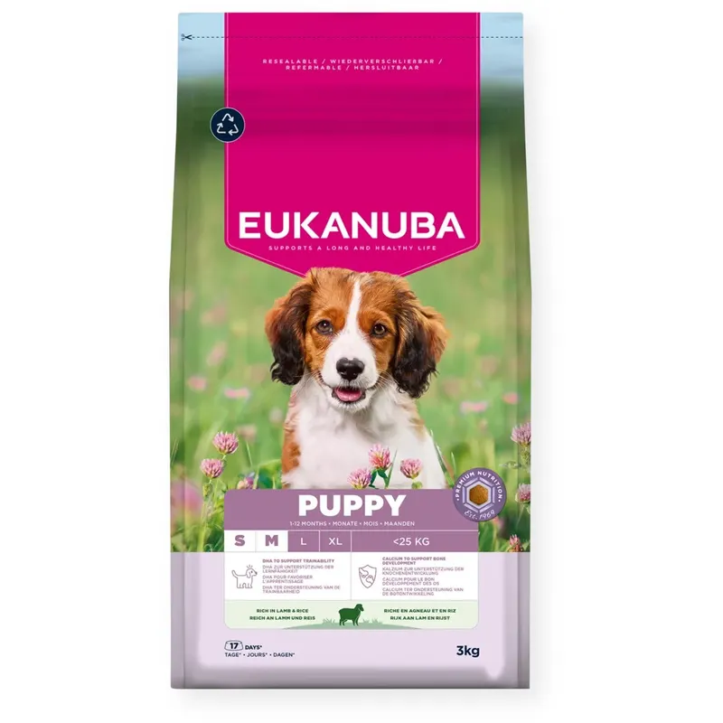 EUKANUBA Puppy Small/Medium Lamb & Rice - sucha karma dla psa - 3kg