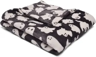 Koc polarowy Halloween upiorne duchy 120 x 150 cm czarny dwustronny