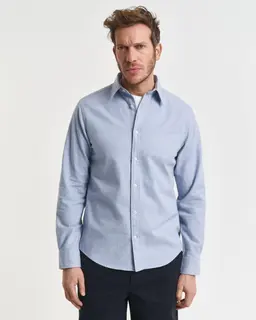 Gant Koszula Męska Z Długim Rękawem Regular Fit Niebieska