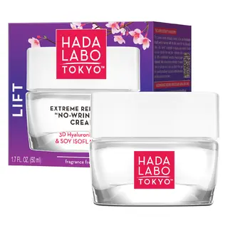 Hada Labo Tokyo Lift No-Wrinkles przeciwzmarszczkowy krem odbudowujący na dzień i noc z 4 formami kwasu hialuronowego, izoflawonami sojowymi i kolagenem 50 ml