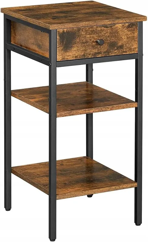 Stolik kawowy SZAFKA NOCNA z szufladą i półką KOMODA 35x35x70 vintage LOFT