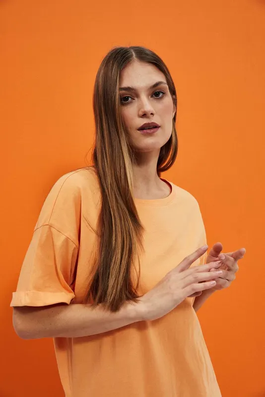 Gładki t-shirt brzoskwiniowy