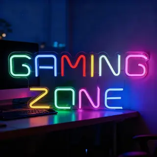Neon LED Dekoracyjny GAMING ZONE Wielokolorowy Dla gracza 32x14 cm USB