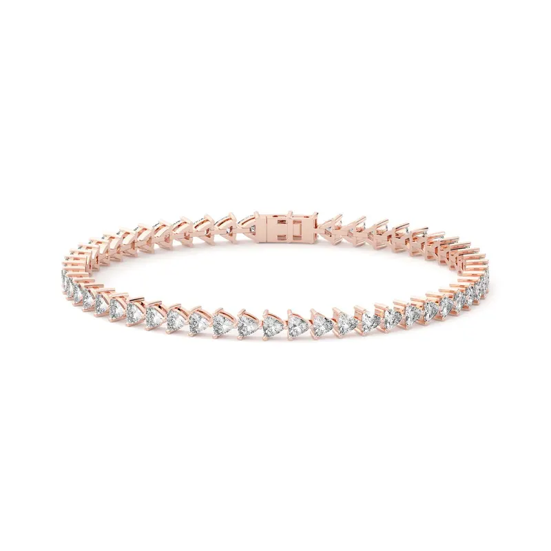 3 Prong Trillion Tenisowa Bransoletka s Laboratoryjnym Diamentem 5.50 krt z 14K (585) różowego złota