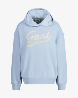 Gant Bluza Damska Z Nadrukiem Z Kapturem Niebieska