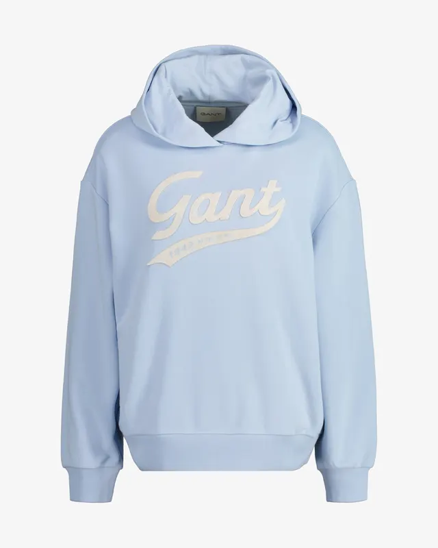 Gant Bluza Damska Z Nadrukiem Z Kapturem Niebieska