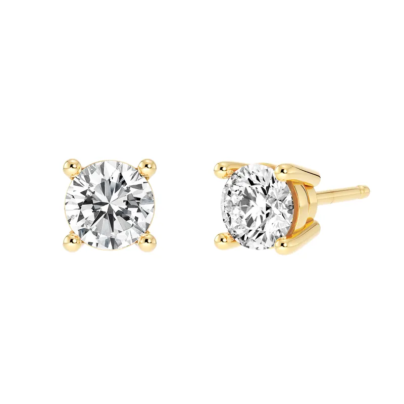 Klasyczne Kolczyki Sztyfty z Naturalnym Okrągłym Diamentem 0.50 Karata in 585 Żółte Złoto (14K)