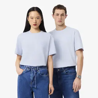 Lacoste Dżersejowy T-Shirt Z Tłoczonym Logo Męskie Niebieski