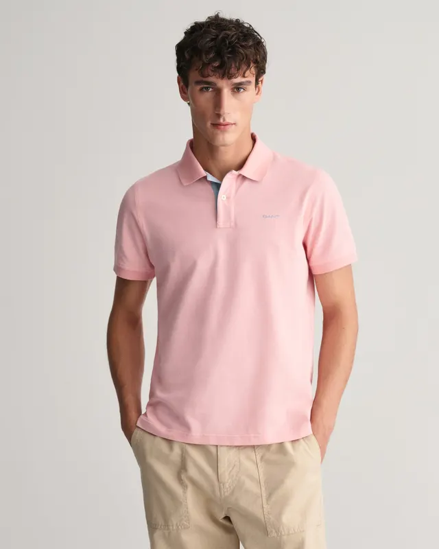 Gant Polo Męskie Z Krótkim Rękawem Regular Fit Różowe