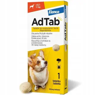 ELANCO AdTab Tabletka na pchły i kleszcze dla psa (>5,5-11 kg) - 1x 225mg