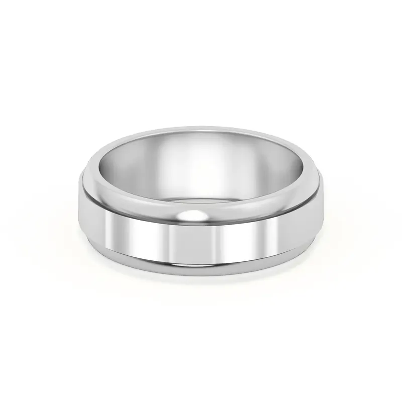 Raised Edge Channel Wysoka Polska Obrączka Ślubna 585 Białe Złoto (14K) 6 MM