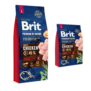 15 + 3 kg gratis! Brit Premium By Nature, karma sucha, 18 kg - Adult L