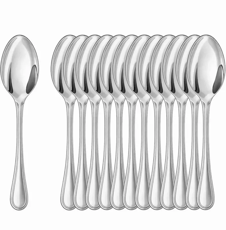 ŁYŻECZKI 12 SZTUK 14 CM STALOWE DO KAWY DESERU HERBATY STYLOWE GŁADKIE