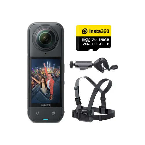 Insta360 X5 kamera sportowa Cycling Bundle, wideo 8K 360°, czujniki 1/1,28″ - Czarny o północy