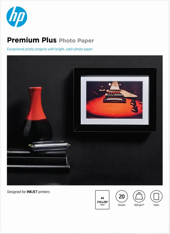 Papier fotograficzny HP Premium Plus, satynowy, 300 g/m2 A4 (21 × 29,7 cm), 20 arkuszy