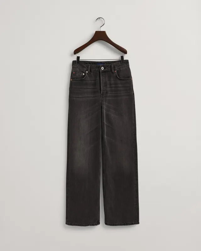 Gant Spodnie Jeansowe Damskie Relaxed Fit Czarne