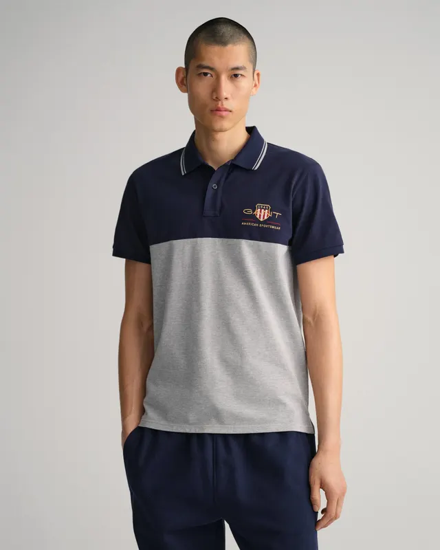 Gant Bawełniane Polo Męskie Z Nadrukiem Z Krótkim Rękawem Regular Fit