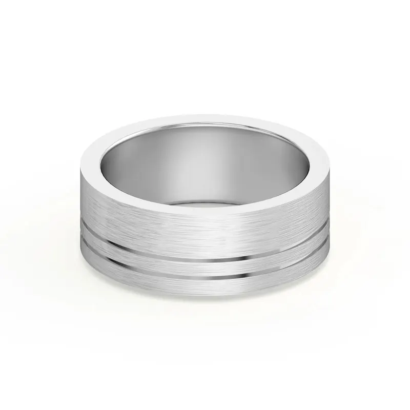 Double Lined Flat Obrączka Ślubna 585 Białe Złoto (14K) 7 MM