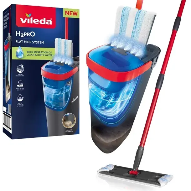 Mop płaski Vileda H2prO z wiadrem separacja czysta brudna woda 2 zbiorniki