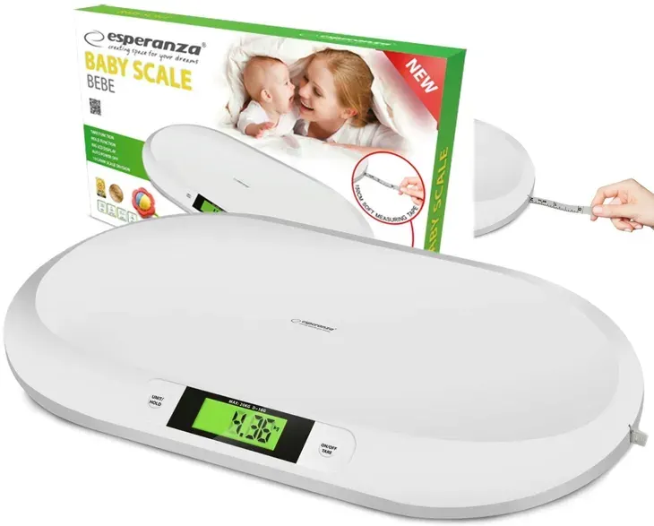 WAGA DO WAŻENIA DZIECI DZIECIĘCA DLA NIEMOWLĄT DO 20KG LCD Z MIARKĄ MIARĄ