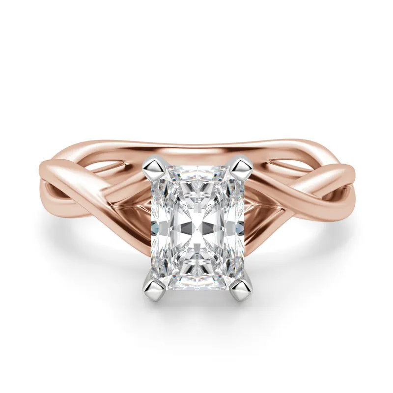 Twisted Klasyczny Radiant 1.75 krt Pierścionek Zaręczynowy Diament Laboratoryjny 585 Różowe Złoto (14K)